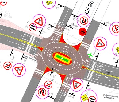 La Secretaría de Tránsito y Seguridad Vial, implementó una micro- intervención tipo glorieta en la intersección de la Carrera 43 con Calle 98