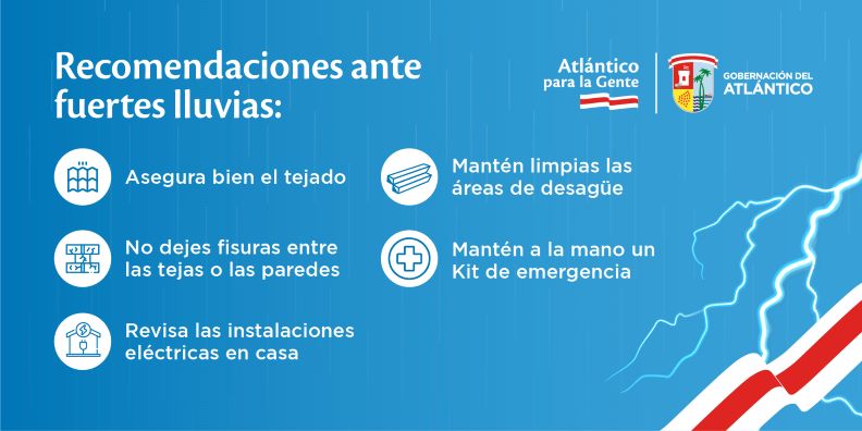 Gobernación del Atlántico entrega recomendaciones a los ciudadanos por alerta de fuertes lluvias