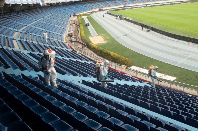 Bioseguridad integral en el Metropolitano en partido Colombia vs. Chile